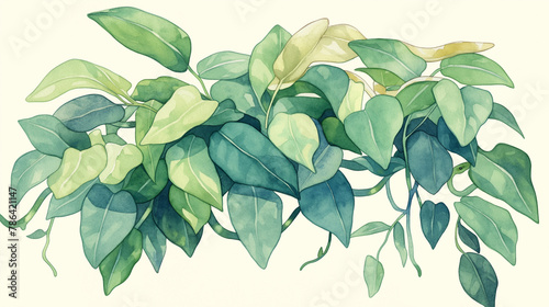 Plantas verdes pendentes no fundo branco - Ilustração photo