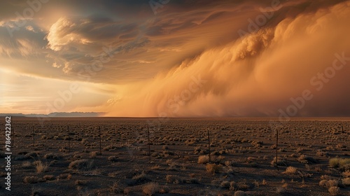 A huge dust storm rolled across the barren landscape.