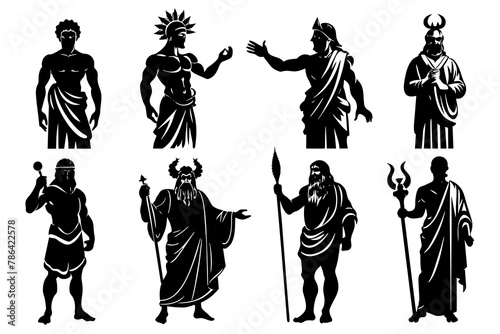 greek gods quiz silhouette vector illustration white background