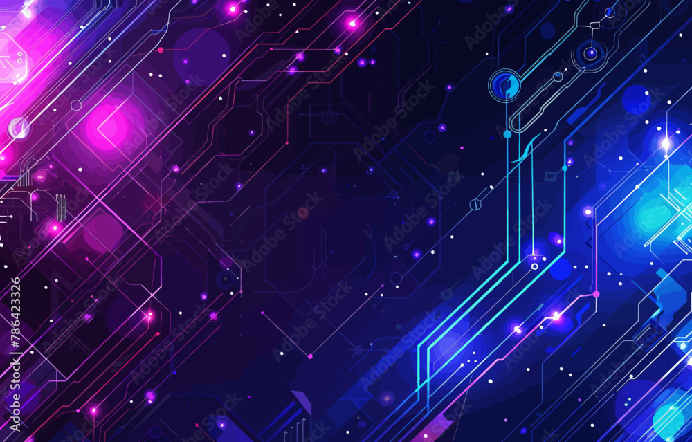 a computer circuit board with colorful lines and dots