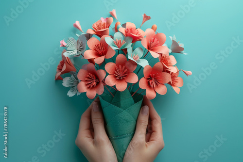 Handcrafted Bouquet of Paper Flowers in Pastel Tones