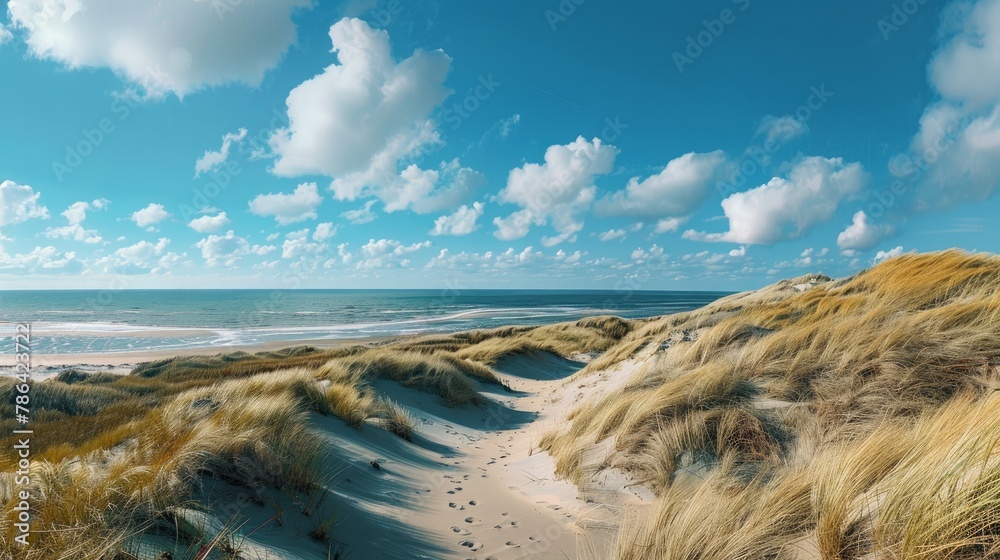 Panoramic view of dunes along the North Sea Panoramic view of dunes along the North Sea