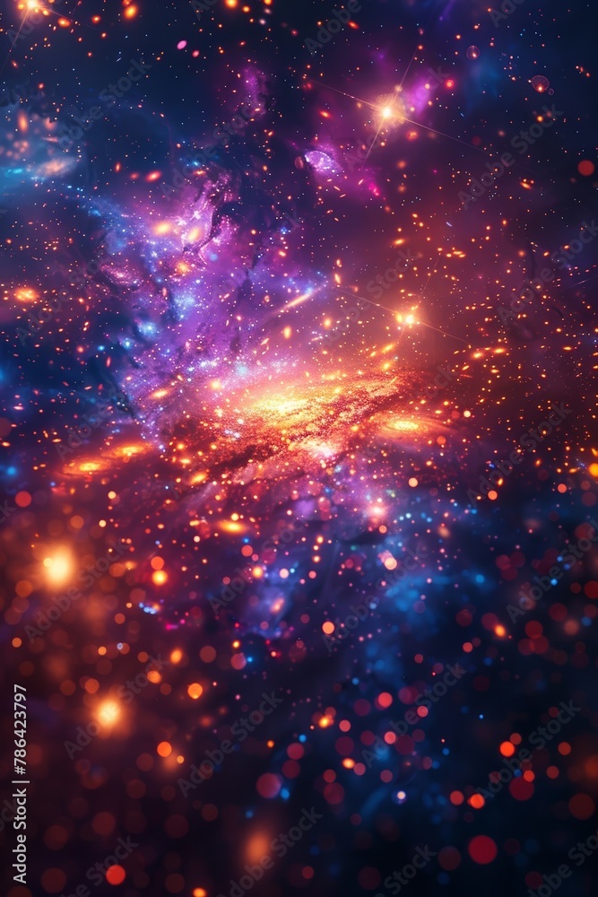 The stunning view captures the dynamic dance of galaxies within a crowded cluster, showcasing the celestial beauty of diverse star systems in motion