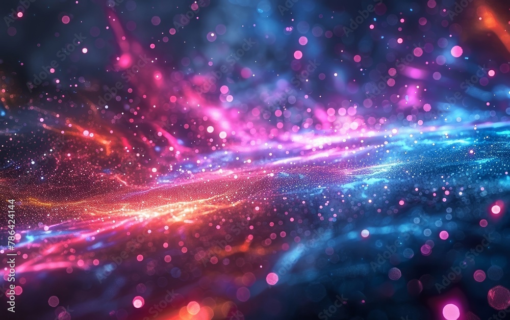Immerse yourself in a world of futuristic fantasy with the vibrant neon lines and glowing galaxy colors of our cutting-edge technology backdrop.