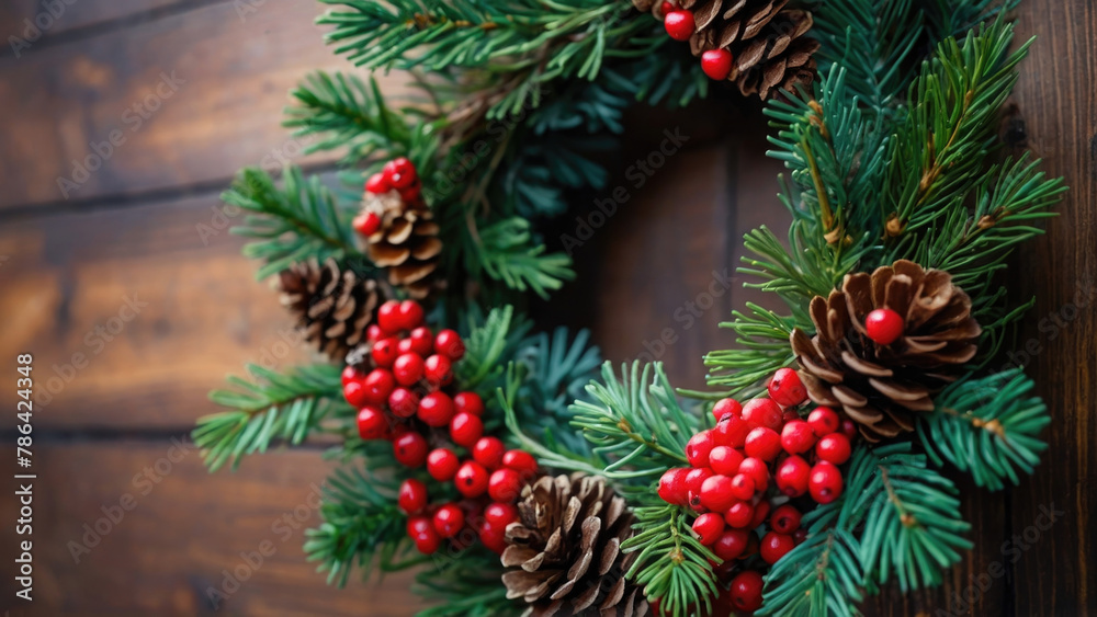 Advent wreath on a door with space for text, embodying the spirit of Christmas anticipation and welcoming the holiday season with traditional festive decor Advent wreath on a door with space for text, embodying the spirit of Christmas anticipation and welcoming the holiday season with traditional festive decor