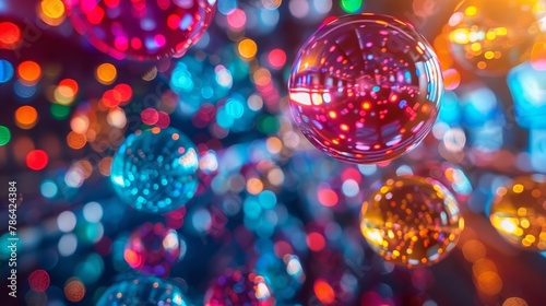 A colorful display of bingo balls tumbling down in a cascading motion, exuding a sense of excitement and chance. The setting is a modern, high-tech casino backdrop, enhancing the visual experience.