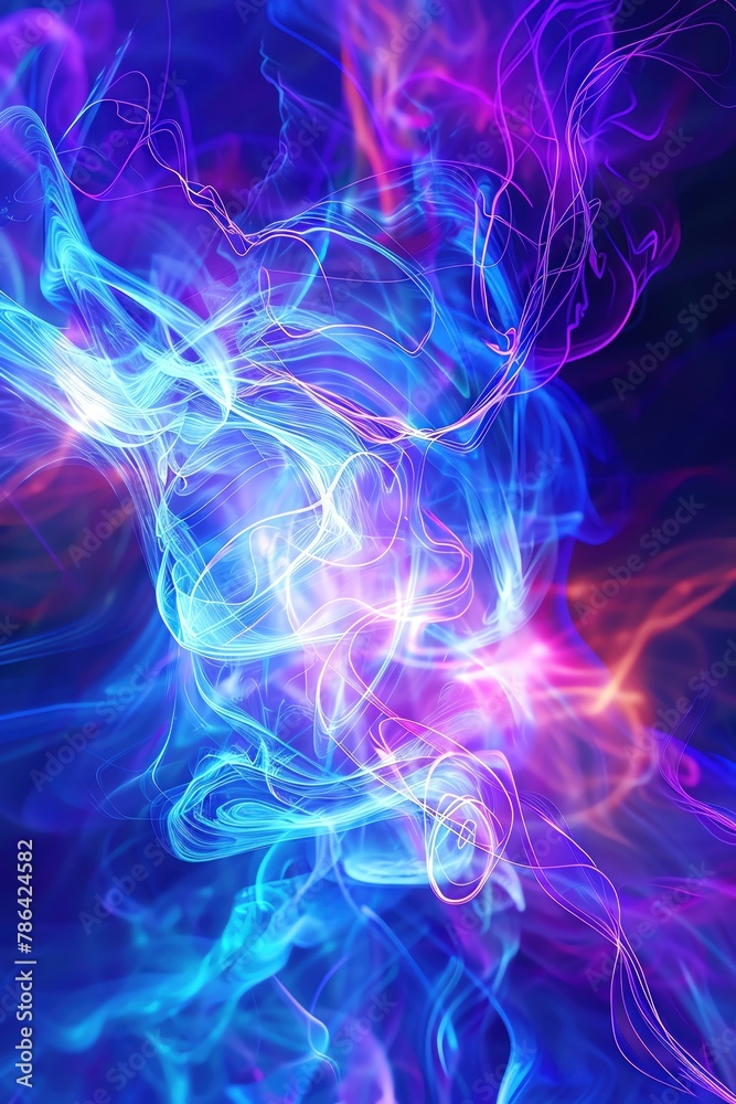 Abstract neon infinity, looped energy brush, bluepurple horizon, tech concept