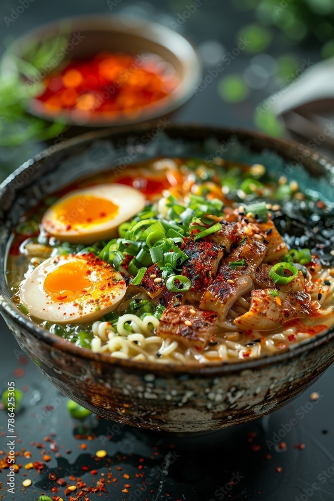 Watch as the skilled chef effortlessly prepares a delectable bowl of piping hot ramen in a captivating advertisement. Watch as the skilled chef effortlessly prepares a delectable bowl of piping hot ramen in a captivating advertisement.