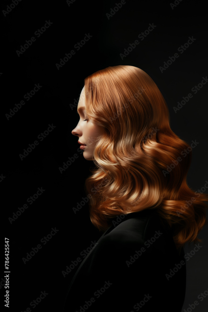 Naklejka premium Close-up photo of a woman's shiny healthy ginger or red hair isolated on a white background