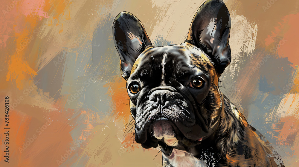 Portrait of cute brindle french bulldog