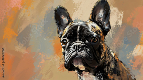 Portrait of cute brindle french bulldog photo