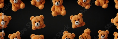 cute orange teddy bear stuff toy on plain black background from Generative AI