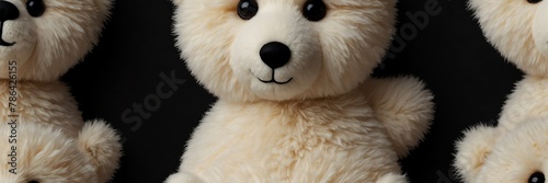 cute white teddy bear stuff toy on plain black background from Generative AI