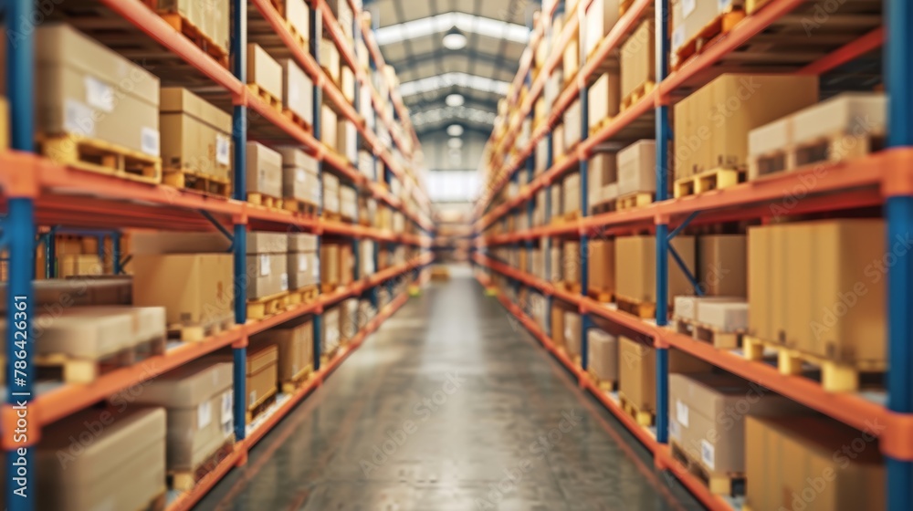 Fototapeta premium stock product inventory on shelf at distribution warehouse. logistic business ship and deliver, professional, stock, manage, movement, logistic, storage, delivering, shipping, supply, storehouse