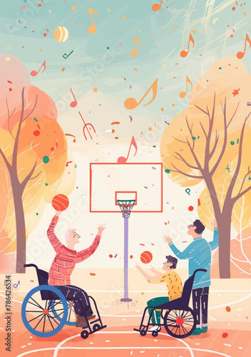 a man in a wheel chair playing basketball with a man in a wheelchair
