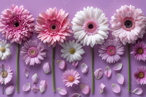 Vibrant Collection of Gerbera Daisies on Purple Background