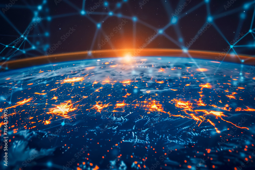 Global Network Connections with Heatmap Data Visualization over Earth Global Network Connections with Heatmap Data Visualization over Earth