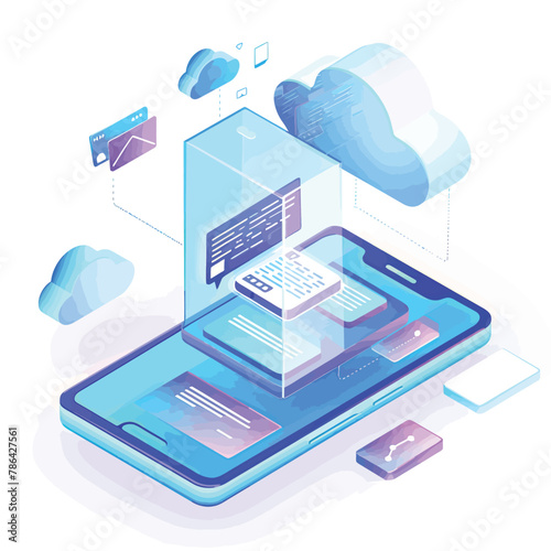 a cell phone with a cloud hovering above it