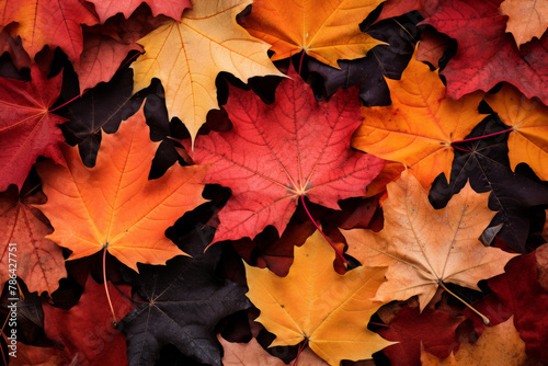 Vibrant Autumn Leaves Background in Red, Orange, and Yellow Tones