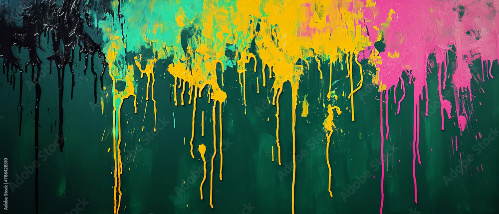 Fototapeta premium Colorful Abstract Drip Paint Art on Canvas