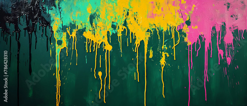 Colorful Abstract Drip Paint Art on Canvas