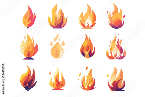 vector fire flames set