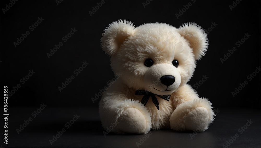 a white teddy bear in plain black background from Generative AI a white teddy bear in plain black background from Generative AI