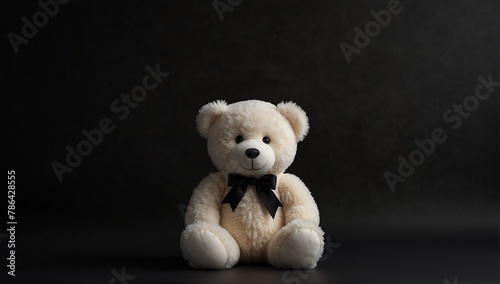 a white teddy bear in plain black background from Generative AI