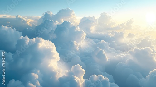 Heavenly Skies: Aerial Symphony of Sunlit Clouds