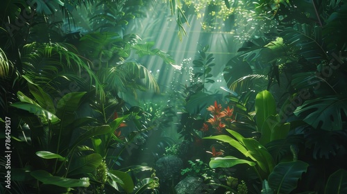 Musical rainforest with instrumentlike plants, symphonic ecosystem photo