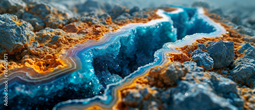 Vibrant Geode Rock Formation with Crystal Layers