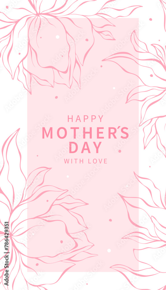 Mother's Day card with flowers in pastel colors and text. Vector illustration design for banner, poster