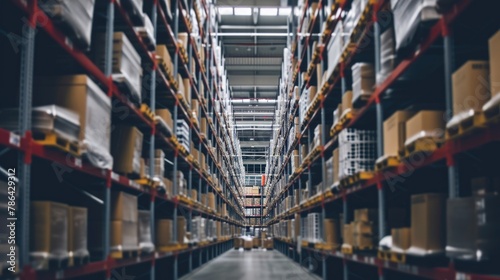 Warehouse Interior Featuring Neatly Arranged Cargo