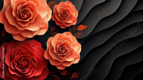 Black brown red crimson coral peach pink rose abstract background