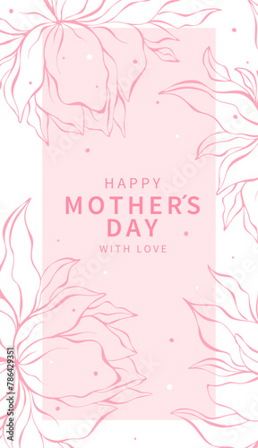 Mother's Day card with flowers in pastel colors and text. Vector illustration design for banner, poster © Tatiana Bass