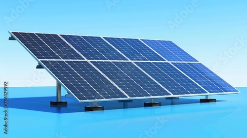 Solar panel concept on blue water surface