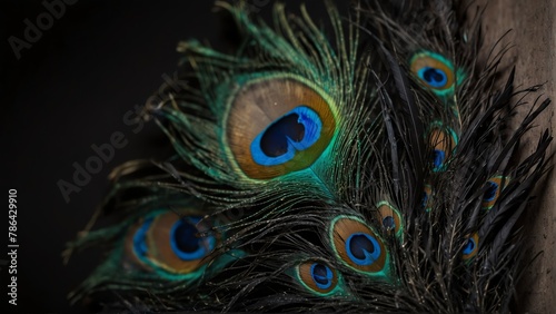 black feathers of peacock close-up from Generative AI