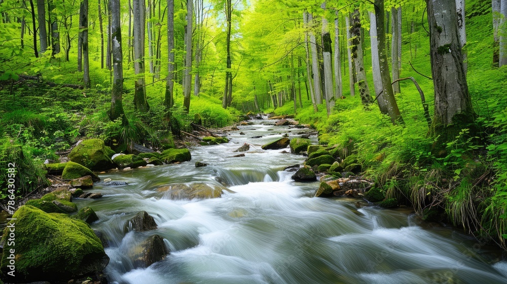The beauty of the river flowing through the lush green forest The beauty of the river flowing through the lush green forest