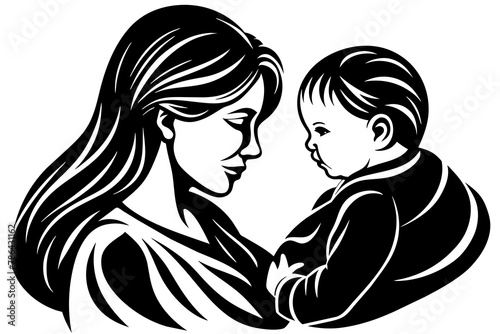 Maternal Affection Isolated Vector Symbol of Mother Kissing Child 