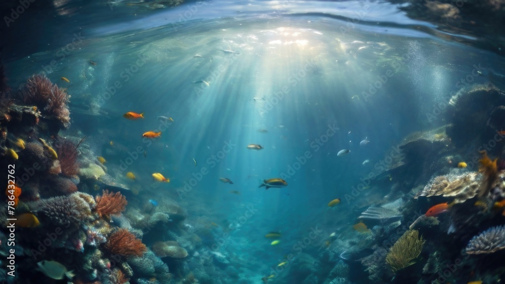 Obraz premium The seabed with fish.