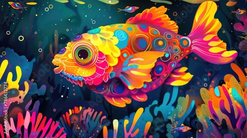 Strange clown fish in the sea of       imagination