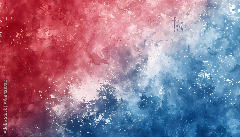 Fototapeta premium Red, white and blue vintage grunge background design with copyspace, perfect for July 4th or Memorial Day celebration