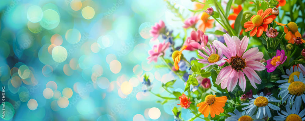Colorful bouquet of flowers on bokeh background with copy space. Mother's day background.
Colorful bouquet of flowers on bokeh background with copy space. Mother's day background.