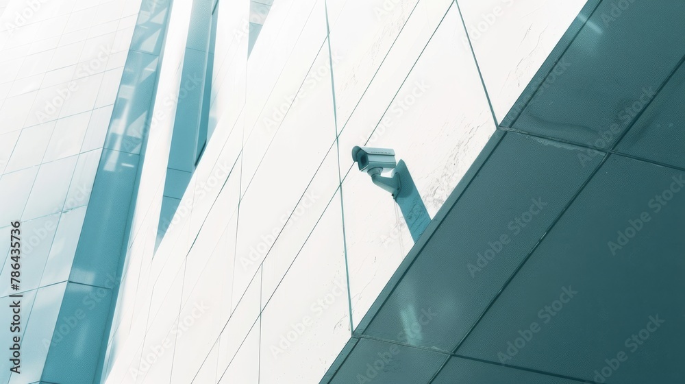 Obraz premium CCTV camera on the white wall. Security video surveillance and tracking camera. Closed-circuit television.