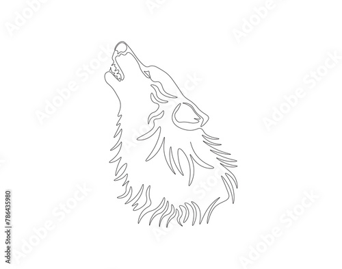 Continuous line drawing of wolf head. One line of wolf head. Mammals animal concept continuous line art. Editable outline