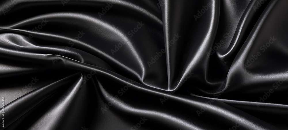 Smooth elegant black silk or satin texture can use as abstract background. 