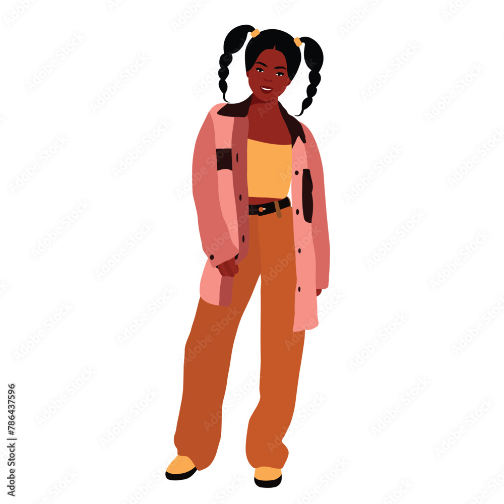 Young stylish black woman in elegant style vector Young stylish black woman in elegant style vector