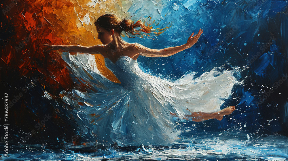 Contemporary Oil Painting of A Pretty Women Ballerina Ballerina Dancer ...