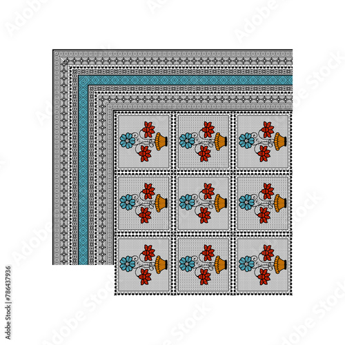 bedsheet design digital art use hand work and digital printing