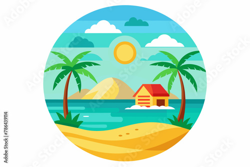 beach-icon-vintage-vector illustration-white-background